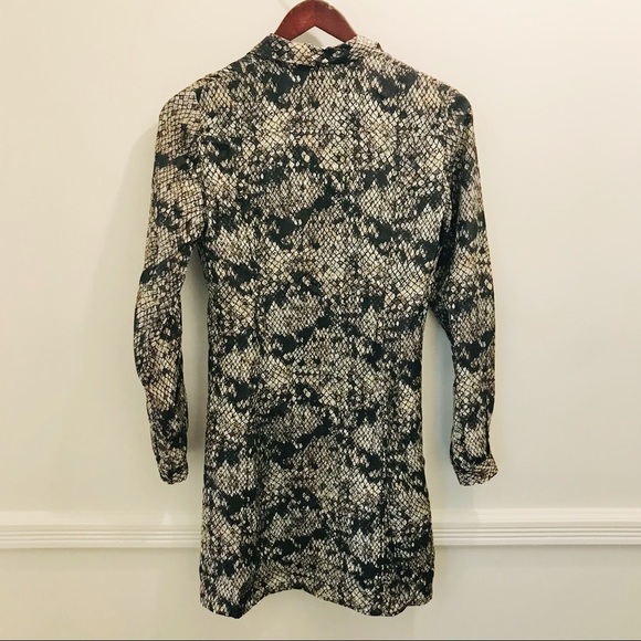 Theory Ananine Snake Lace Shirt Dress 0 silk tan gray black brown - Picture 3 of 13